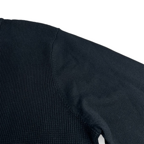 Michael Kors Sweater Men’s L Textured Knit 1/4 Zip Black Mock Neck Quiet Luxury - Picture 3 of 8